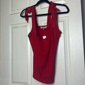 Loft red tie sleeve top
